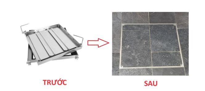 Nắp bể nước nước sau khi lát gạch