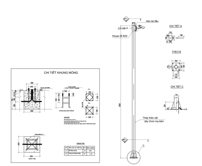 bản vẽ cột camera bằng thép