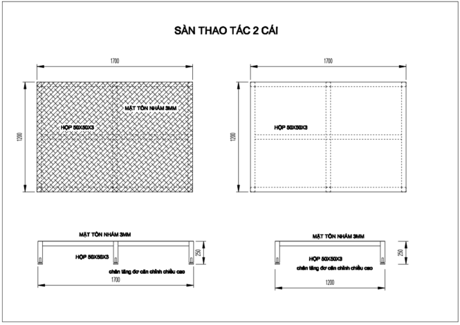 bản vẽ sàn thao tác máy móc trong nhà máy