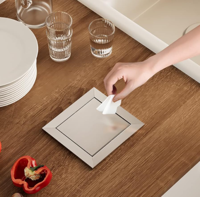 nắp thùng rác inox 