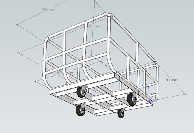 bản vẽ xe đẩy hàng khối lượng lớn trong nhà máy