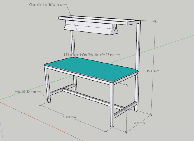 bàn thao tác kiểm tra linh kiện điện tử có phủ phin tĩnh điện