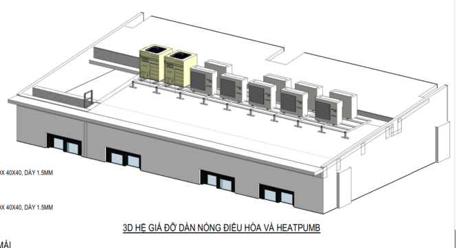 bản vẽ giá để cục nóng điều hòa và heatpumb