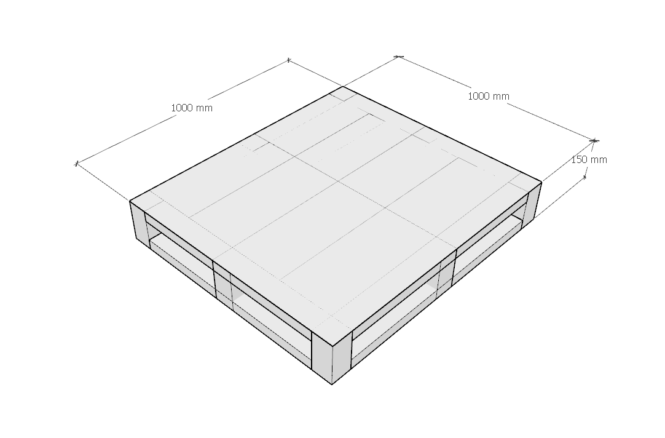 pallet inox kích thước 1000x1000x150 mm loại 1 mặt 1000kg 2