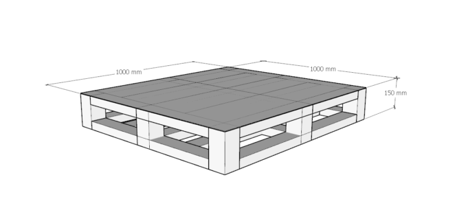 pallet inox kích thước 1000x1000x150 mm loại 1 mặt 1000kg 2