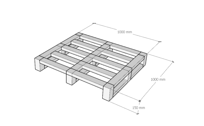 pallet inox kích thước 1000x1000x150 mm loại 1 mặt 1000kg 2