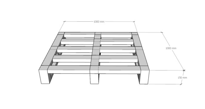pallet inox kích thước 1000x1000x150 mm loại 1 mặt 1000kg 2