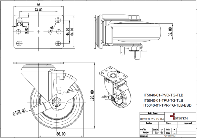 bản vẽ bánh xe công nghiệp