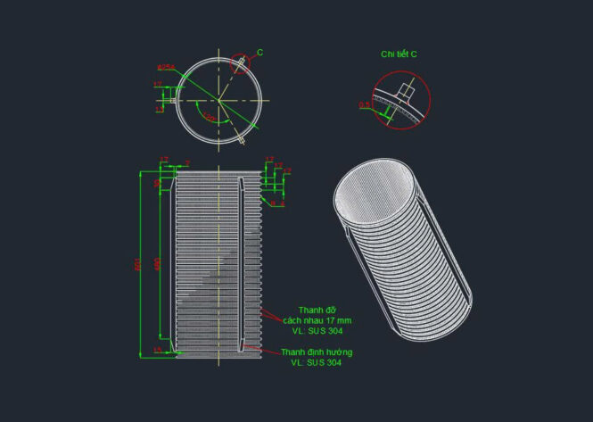 Lưới tách phân khe hở 0,5 mm
